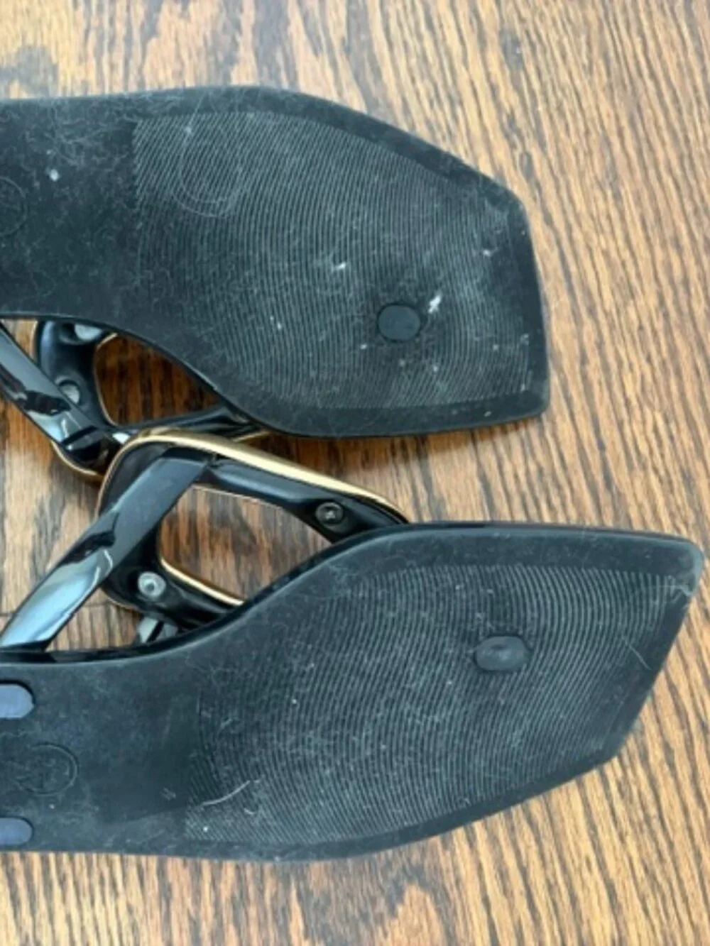 Jeffrey Campbell Black Flip Flops with gold buckle Size 7 - Picture 4 of 6